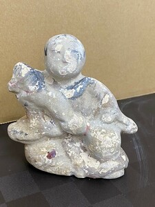 【戦前時代物】陶器人形・土人形　相良人形　馬抱き童子　検:獅子舞　獅子頭　骨董品　古美術品　郷土玩具　アンティーク　置物