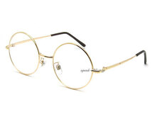 丸眼鏡 for JAPANESE SUNGLASS GOLD × CLEAR/丸メガネ丸めがねロイドクラシカル昭和レトロ定番フレームシェイプジョンレノン男女兼用_画像1