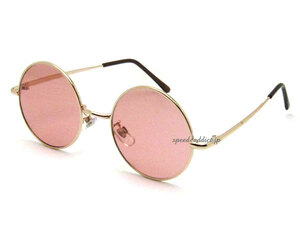 丸眼鏡 for JAPANESE SUNGLASS GOLD × LIGHT PINK/ピンクレンズポップサングラスuv紫外線カットアイウェア可愛いオルチャン夏プール旅行