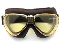 nannini TT GOGGLE BROWN・GOLD × ANTI FOG YELLOW/ナンニーニttゴーグルアチガファグカラーレンズバイクゴーグル英国車レトロクラシック_画像3