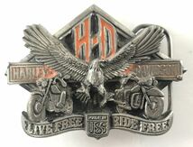 【SM571】Harley-Dayvidson ハーレーダビッドソン バックル 型押し ベルト H405 イーグル アメリカ製 服飾小物 約18.46g _画像2