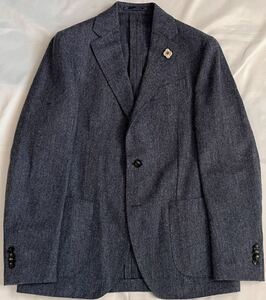 LARDINI близко год модели Lardini размер 48 M~L tailored jacket темно-синий серый серия шерсть 100% Италия производства 