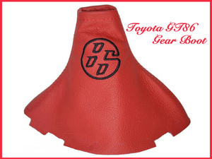 トヨタ ZN6 GT86 MT 赤レザー 86 黒ロゴ入り 赤ステッチ シフトブーツ 新品