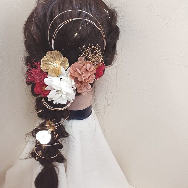 成人式 卒業式 髪飾り 透かしフラワー ヘアアクセサリー ヘッドドレス ヘッドパーツ 振袖 袴 金箔ヘア プリザーブドフラワー