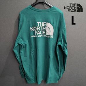 再入荷!!1点のみ【日本未発売】THE NORTH FACE ノースフェイス ロンT グリーン 緑/L 長袖 ロング Tシャツ アメリカ ハーフドームロゴの画像1