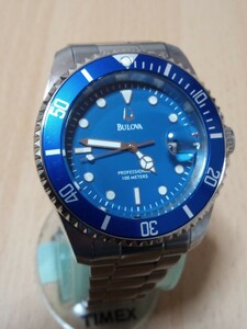 BULOVA ブローバ プロフェッショナル 93181 クォーツ 腕時計 ダイバーズ デイト 100m防水 青文字盤