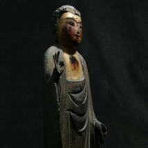 c1124 古い木彫 仏教美術 阿弥陀如来立像 仏像 阿弥陀様_画像4