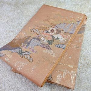 【ルネートル】帯 袋帯 松華鼓 金 茶系 刺繍 長さ 436cm 着物 和装小物 ★同梱可★ 1171