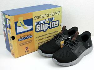 【左右サイズ違い】 メンズ SKECHERS Slip-ins RELAXED FIT INGRAM-BRACKETT スニーカー ブラック/グレー 左25.5cm 右26.5cm 【0812】