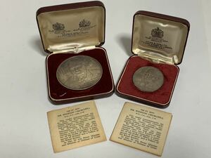 1000円〜■外国銀貨 ウィンストン・チャーチル 1874-1965 VERY WELL ALONE SILVER ケース付 2点 okoy2229887★o9087