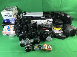 1000円売切■ 動作未確認 大量 まとめ レンズ 三脚 フード ストロボ SLIK PENTAX Nikomat SONY K-m istD FT 一部箱付き okoy2242174★N947