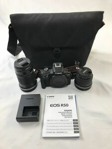 1000円〜■★通電確認のみ★Canon EOS R50 ミラーレス一眼カメラ RF-S 55-210mm18-45mm バッグ付★okoy2249609★t8109