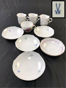 1000円〜■★Meissen★マイセン カップ＆ソーサー マイセンフラワー バラ まとめ★okoy2303639★t8167