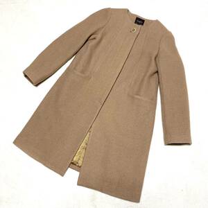 ★美品★BEAMS ビームス　Demi-Luxe★ウールノーカラーコート★36(S)★ベージュ　ブラウン系★ボタンフライ★レディース★ 