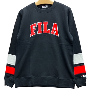 ■即決★Lサイズ★新品タグ付 FILA フィラ★メンズ 紳士用★ビッグロゴマーク UVカット あったか 裏起毛トレーナー/bk01★￥3190の画像1