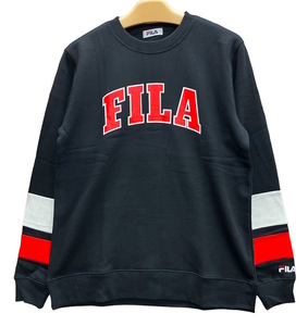 ■即決★Lサイズ★新品タグ付 FILA フィラ★メンズ 紳士用★ビッグロゴマーク UVカット あったか 裏起毛トレーナー/bk01★￥3190