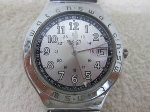 (95)♪Swatch スウォッチ IRONY アイロニー AG1998 メンズ腕時計 デイト クォーツ シルバー文字盤 ステンレス 稼働品 