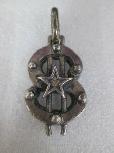 (93)! серебряный бабочка SILVER $ доллар Logo узор подвеска с цепью примерно 16g примерно 4.3×2cm