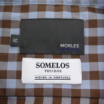 新品 BEAMS監修 モアレス SOMELOS チェック ボタンダウン シャツ S 水色 茶 【I45459】 MORLES ビームス コットン SLIM FIT ワイン_画像10