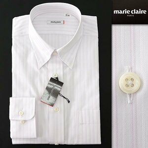 新品 マリクレール 形態安定 Wストライプ スリム SDドレスシャツ 38-80(M) 白 ピンク 【I48407】 メンズ marie claire 長袖 スナップダウン