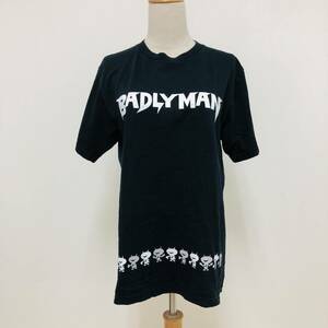 k1732 Laundry ランドリー Tシャツ 半袖 プリント BADLY MAN 黒 メンズ おもしろ かわいい 古着感 USED ベーシックカジュアルスタイル 