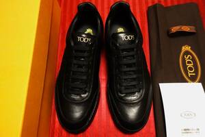  regular price 12.5 ten thousand jpy unused goods Tod's TOD'S leather sneakers UK71/2 US81/2( Japan size 26.5cm) black high class model 