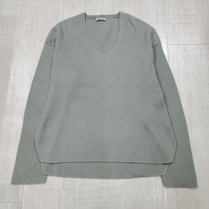 19ss AURALEE オーラリー SUPER HARD TWIST RIB KNIT V-NECK PO スーパー ハード ツイスト リブ ニット セーター グリーン 系 サイズ 1