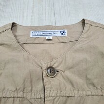 Ordinary fits オーディナリー フィッツ 麻 混 ノーカラー タイプライター シャツ ジャケット コットン リネン 羽織り ベージュ サイズ 1_画像4