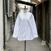 19ss 2019 MARGARET HOWELL マーガレットハウエル クリスプ コットン ロング カラーレス シャツ SHIRT WHITE ホワイト 系 サイズ 2_画像2