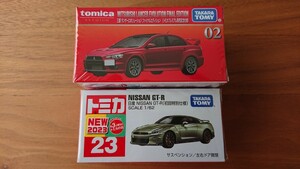 トミカプレミアム 三菱 ランサーエボリューション 発売記念仕様＋トミカ 日産 GT-R 初回特別仕様 ２箱セット 新品 未開封品 即決！！