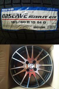 新品4本セット｜スタッドレス【 2021・22年製】185/60R15 TOYO GIZ◇アルミホイール 15x5.5 4x100 +50｜グレイス シャトル フィット・・・