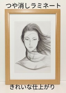 Art hand Auction 鶴田一郎(新しきミュ−ズ)新品A4額装 つや消しラミネート加工 プレゼント付き, 美術品, 絵画, その他