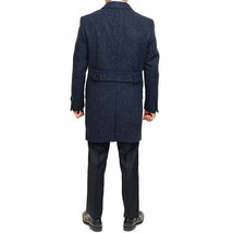 SALE 新作 秋冬 英国 ハリスツイード Harris Tweed 紺ネイビー杢 ヘリンボーン 杉綾織 チェスターコート (S)_画像4