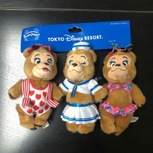 東京ディズニーランド　カントリーベア　バブルス　バニー　ビューラ　ぬぬいぐるみバッジ セット