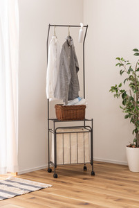  simple laundry hanger pipe hanger with casters . dark gray color 