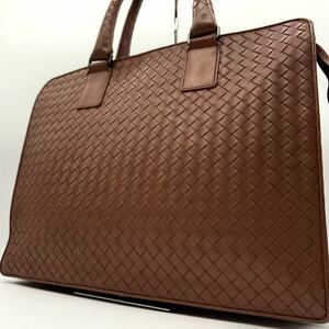 美品　BOTTEGA VENETA ボッテガヴェネタ ブリーフケース ビジネスバッグ イントレチャート 編み込み　ハンドバッグ　レザー　ブラウン