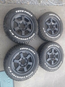 TOYO TIRES OPEN COUNTRY R/T 215/65R16 5000kmくらい使用 TE37X似のアルミ オープンカントリー ホワイトレター ハイエース ダットラ 