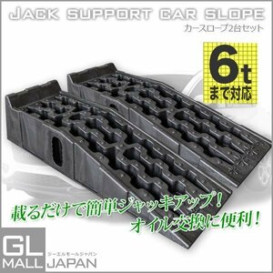 滑り止め付け★２台セット カースロープ スロープ 耐荷重6t 大型車・バス・トラック対応 タイヤ オイル交換 足回り整備　【即納】