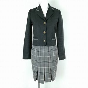 1円 韓国制服 ブレザー チェックスカート 上下2点セット 冬物 女子 学生服 仁川チャクチョン女子高校 グレー 制服 中古 ランクB KU0800