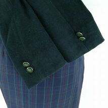 1円 韓国制服 ブレザー チェックスカート 紐タイ 上下4点セット 冬物 女子 学生服 中学 高校 緑 制服 中古 ランクC KU0957_画像3