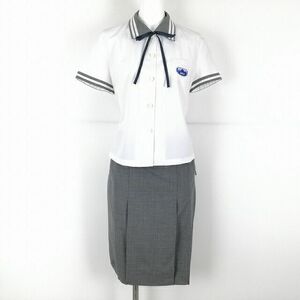 1円 韓国制服 ブラウス スカート 紐タイ 上下3点セット 夏物 女子 学生服 ソウルサムガッサン中学 白 制服 中古 ランクC KU0916