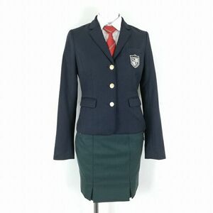 1円 韓国制服 ブレザー ミニスカート ネクタイ 上下4点セット 冬物 女子 学生服 京畿(キョンギ)芸術高校 紺 制服 中古 ランクC KU0945