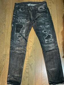 ★美USED★Denim & Supply Ralph Lauren デニム＆サプライ ラルフローレン　ブラックダメージデニム　PROSPECT SLIM　SIZE=W３３／L３２