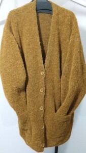  Uniqlo UUniqlo U cardigan ko-ti gun long cardigan coat soft wool alpaca yellow Brown ocher L size 