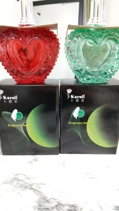  aroma lamp Heart type green red red green new goods unused Taiwan made fragrance bottle 2 piece set glass made aroma pot aroma 