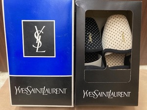 25009* YVES SAINT LAURENT イヴサンローラン YSL スリッパ YS-4153 ルールド ブラック 2足セット ペア センコーインテリア 箱有 中古美品