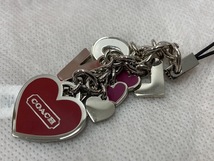 25167* COACH コーチ LOVE ラヴ ハート チャーム ストラップ キーホルダー シルバーカラー アクセサリー 小物 布袋付 現状品_画像5