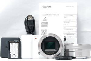 ソニー SONY α5000 パワーズームレンズキット ホワイト ILCE-5000L E PZ 16-50mm OSS SELP1650付 11Y28722513