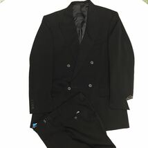 新品　激安　GUY LAROCHE HOMMEフォーマル ダブルスーツ セットアップ　漆黒の黒　kanebo サイズA7 礼服 喪服 冠婚葬祭 アジャスター_画像1