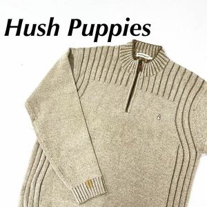 HushPuppies ハッシュパピー ニットセーター ハーフジップ ハイネック 犬 ワンポイント ロゴ Lサイズ RF1114